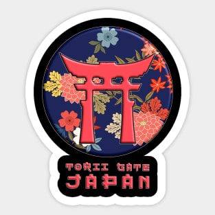 Torii Gate Shinto Japan Asian Culture Red Floral Pattern Chrysanthemum Cherry Blossom 55 Sticker